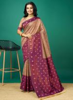 Soft Silk Cream Festival Wear Weaving Saree